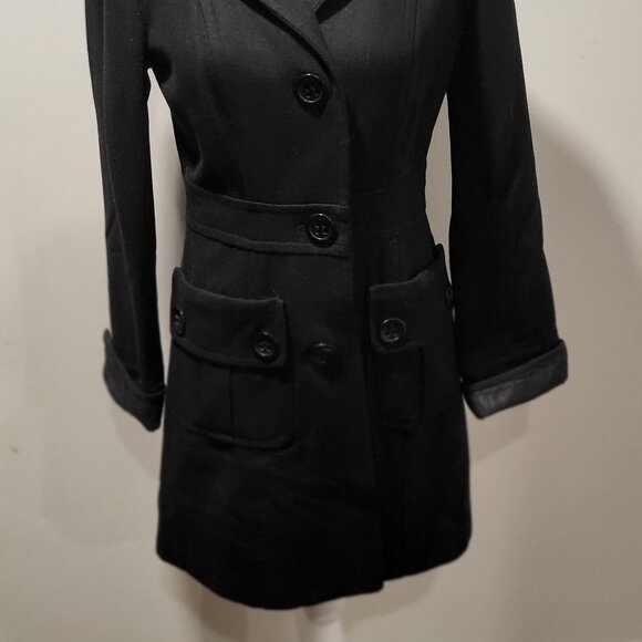 Tulle Black Walker Coat, Size Small, 60% Wool, 40% Viscose Dry Clean - Picture 7 of 15